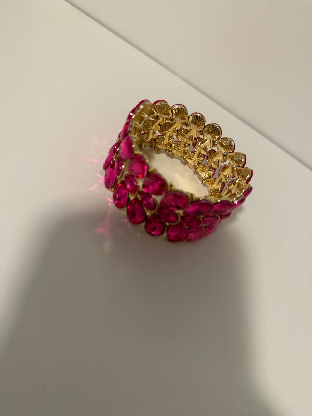 Pink Rhinestone Statement Bracelet – Stretchy